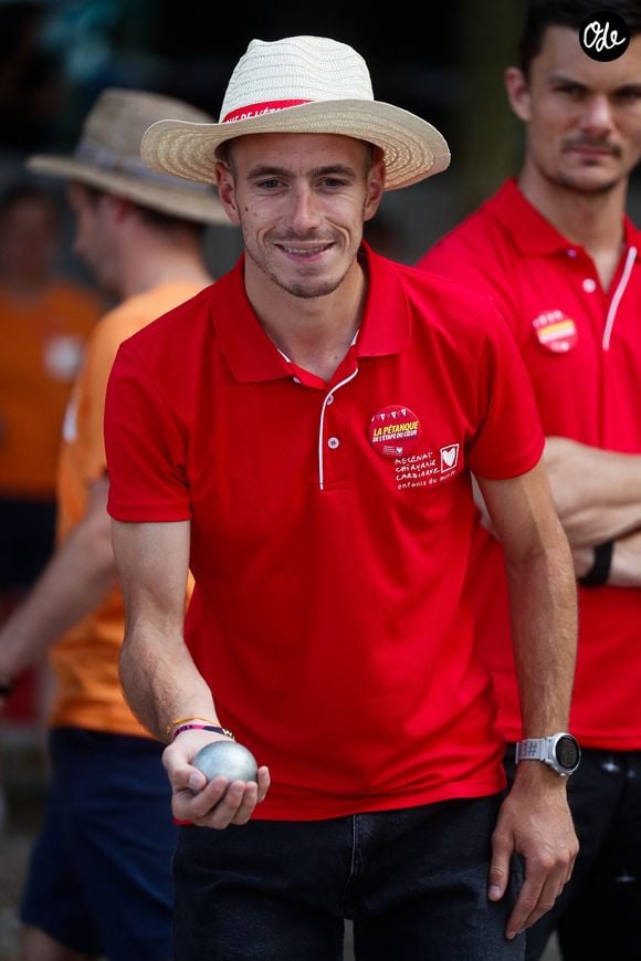 Exclusif - Dorian Louvet (Koh Lanta) - Pétanque du coeur dans le cadre le la 20ème édition de "l'étape du coeur" de l'association "Mécénat Chirurgie Cardiaque" (MCC) lors du tour de France 2023 au Fan Club de Bordeaux, France, le 06 juillet 2023. © Christophe Clovis / Bestimage