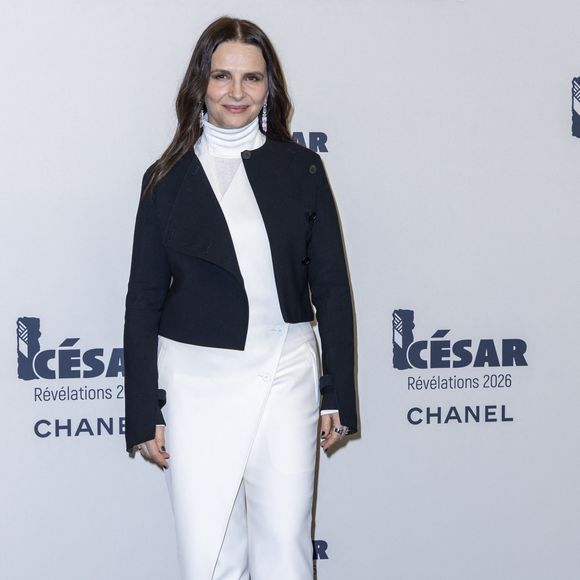 Juliette Binoche - Photocall du dîner des Révélations César 2026 à l'Elysée Montmartre à Paris, France, le 19 janvier 2026.
 
© Olivier Borde / Bestimage