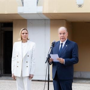 Le prince Albert II de Monaco et la princesse Charlène de Monaco ont accueilli au Palais princier les ambassadeurs et représentants permanents des 46 États membres de l'organisation du Conseil de l'Europe, Monaco le 2 septembre 2026. © Olivier Huitel/Pool Monaco/Bestimage