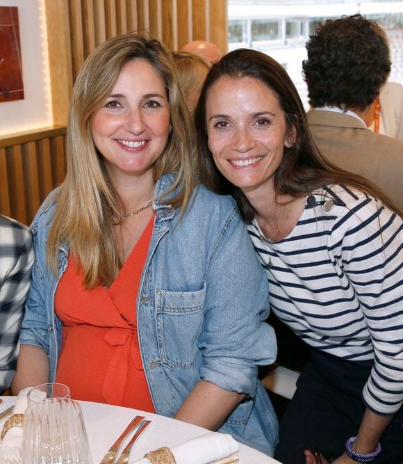 Exclusif - Marie Portolano (enceinte) et Anne-Cécile Mailfert - Déjeuner dans la loge de France TV lors de la Finale Femmes des Internationaux de France de Tennis de Roland Garros 2024 - Jour 14 à Paris le 08 Juin 2024. © Bertrand Rindoff / Bestimage