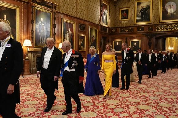 Kate Middleton est arrivée aux côtés de Michael Boulos, le mari de Tiffany Trump.

Les membres de la famille royale et leurs invités arrivent au banquet d'Etat organisé pour Donald et Melania Trump au château de Windsor. © PA Photo/ Bestimage
