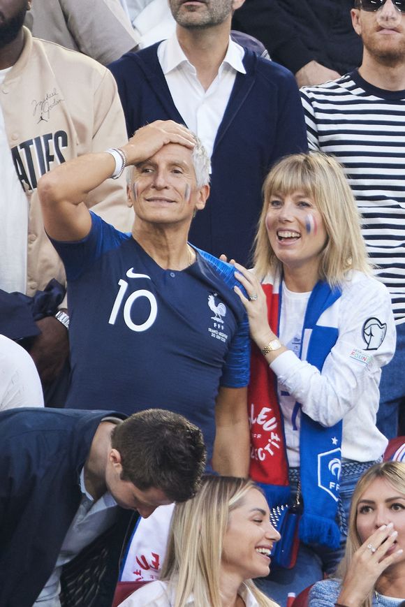 Nagui et sa femme Mélanie Page - Célébrités dans les tribunes du match du groupe D de l'Euro 2024 entre l'équipe de France face à l'Autriche (1-0) à Dusseldorf en Allemagne le 17 juin 2024. © Cyril Moreau/Bestimage