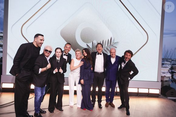 Exclusif - Adil Rami, Marc Cerrone, Christine and the Queens, Mohamed Bouhafsi, Anne-Elisabeth Lemoine, Géraldine Nakache, Patrick Cohen, Pierre Lescure, Bertrand Chameroy sur le plateau de l'émission "C à vous" lors du 78ème Festival International du Film de Cannes, France, le 23 mai 2025. © Jack Tribeca/Bestimage