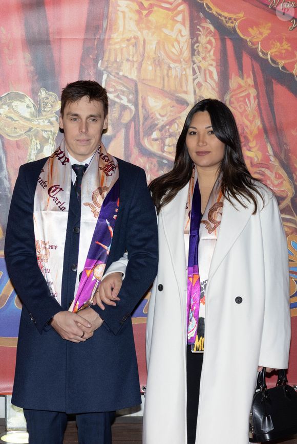 Louis Ducruet et sa femme Marie - Arrivées lors du 45e Festival International du Cirque de Monte Carlo sous le chapiteau Fontvieille à Monaco le 20 janvier 2023. © Olivier Huitel/Pool/Bestimage