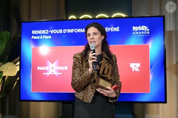 Exclusif - Apolline de Malherbe, rendez-vous d'information préféré pour "Face à face" lors de la soirée de remise de prix Molotov TV Awards 2024, première édition, pour récompenser les programmes télés préférés.
Paris, le 1er octobre 2024.

© Rachid Bellak / Bestimage