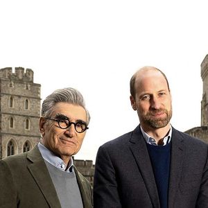 Le prince William avec Eugene Levy, de Schitt Creek dans un prochain épisode de la série Apple TV+ d'Eugene Levy, The Reluctant Traveler, intitulé Living the Royal Life in the UK.  Photo Backgrid UK/ Bestimage