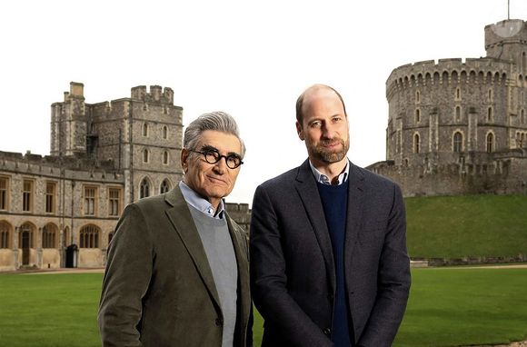 Le prince William avec Eugene Levy, de Schitt Creek dans un prochain épisode de la série Apple TV+ d'Eugene Levy, The Reluctant Traveler, intitulé Living the Royal Life in the UK.  Photo Backgrid UK/ Bestimage