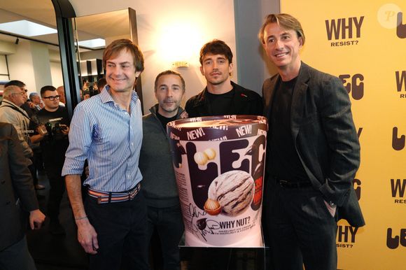 Milan, Italie : Milan, conférence de presse de LEC Gelato, So Good and Light You'll Be Afraid of It, avec Guido Martinetti, Federico Grom, Charles Leclerc et Nicolas Todt (Credit Image : © Duilio Piaggesi/IPA via ZUMA Press / Bestimage)