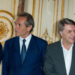 Michel Drucker, Jacky Ickx, Salvatore Adamo, François Pirette - Michel Drucker élevé au rang de commandeur de l'Ordre de la Couronne lors d'une cérémonie qui a eu lieu au palais d'Egmont à Bruxelles le 27 juin 2014 Frederic Andrieu / Bestimage