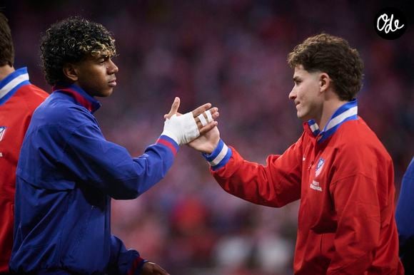 L’entreprise met en avant une collaboration pensée sur le long terme avec le joueur du FC Barcelone, déjà considéré comme l’un des visages les plus influents de sa génération.

Julian Alvarez (à droite) de l'Atlético de Madrid et Lamine Yamal du FC Barcelone lors du match retour des quarts de finale de la Ligue des champions 2025/2026, le 14 avril 2026. (ALTERPHOTOS/Ropero)
