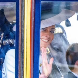 Catherine (Kate) Middleton, princesse de Galles - Les membres de la famille royale britannique lors de la parade Trooping the Color à Londres, Royaume Uni, le 15 juin 2024. © Backgrid USA/Bestimage