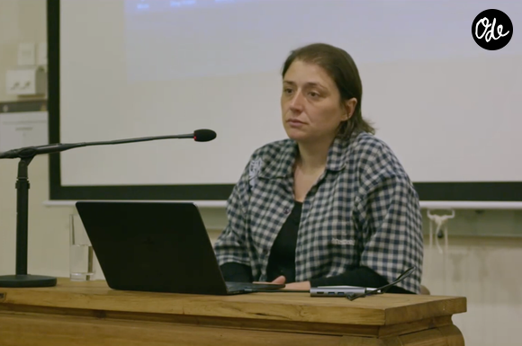 Margot Clavier lors d'une conférence, en 2024.