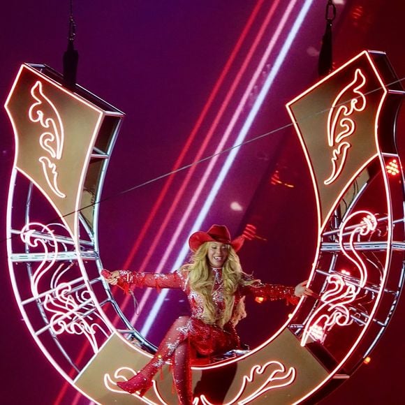 Beyonce Knowles en concert à Los Angeles dans le cadre de sa tournée "Cowboy Carter". Beyonce a fait monter sur scène ses filles Blue Ivy et Rumi Carter. Backgrid USA / Bestimage