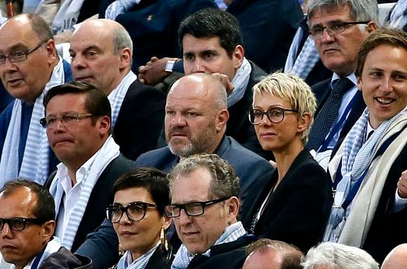 Philippe Etchebest et son épouse Dominique lors du match de football de la Première Ligue française, Girondins de Bordeaux (FCGB) Vs Montpellier HSC au Nouveau Stade à Bordeaux,  le 23 mai 2015. Photo by Patrick Bernard/ABACAPRESS.COM