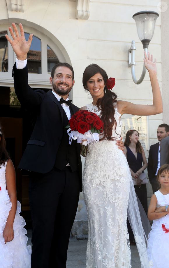 Mariage civil de Sophie Vouzelaud, première dauphine de Miss France 2007 et malentendante, avec son compagnon Fabien Boutamine à Saint Junien le 18 août 2018. © Patrick Bernard / Bestimage