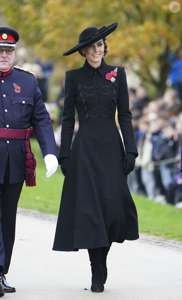 Catherine Kate Middleton, princesse de Galles, assiste à la cérémonie du souvenir de l'Armistice, au National Memorial Arboretum, à Burton-on-Trent, dans l'East Staffordshire. Photo par Julien Burton / Bestimage