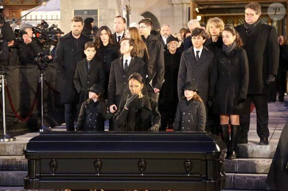 Funérailles de l'agent d'artistes canadien René Angelil, le mari de la chanteuse Céline Dion, qui ont eu lieu à la basilique Notre-Dame (où le couple s'est marié en 1994), à Montréal, au Canada, le 22 janvier 2016. Photo par Robin Psaila-Papixs Press/ABACAPRESS.COM