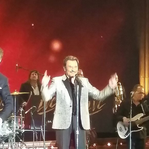 Eddy Mitchell, Johnny Hallyday et Jacques Dutronc - Premier concert "Les Vieilles Canailles" au POPB de Paris-Bercy à Paris, du 5 au 10 novembre 2014.