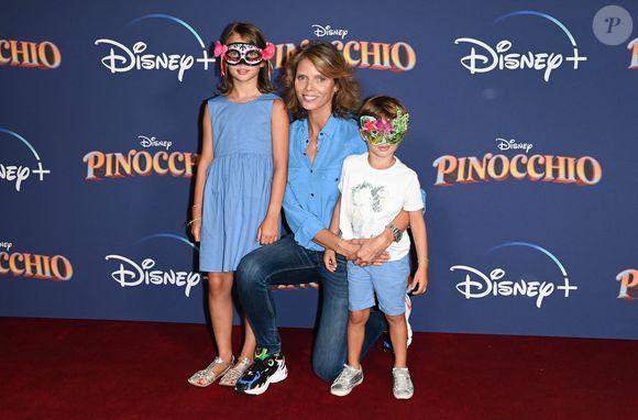 Sylvie Tellier avec ses enfants Margaux Tellier et Oscar Le Maux - Avant-première du film "Pinocchio" au Grand Rex à Paris le 7 septembre 2022. © Coadic Guirec/Bestimage
