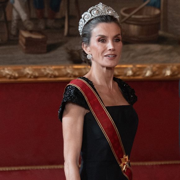 Le roi Felipe VI et la reine Letizia d'Espagne, accueillent Frank-Walter Steinmeier (Président fédéral de l'Allemagne) et sa femme Elke Budenbender pour un dîner de gala en leur honneur au palais royal à Madrid. Photo par LALO YASKY / BESTIMAGE