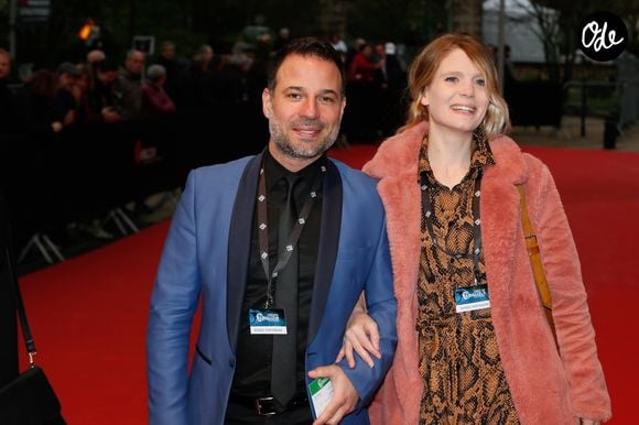 Mario Barravecchia et sa femme Jessica lors de la cérémonie d'ouverture de la 11ème édition du festival international du film policier de Beaune, France, le 3 avril 2019.