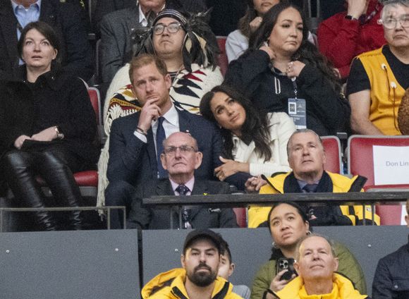Le duc et la duchesse de Sussex lors de la cérémonie d'ouverture au BC Place Stadium au début des Invictus Games Vancouver Whistler 2025 au Canada. Vancouver, Canada le 8 février 2025. Photo by Zak Hussein/Splash News/ABACAPRESS.COM