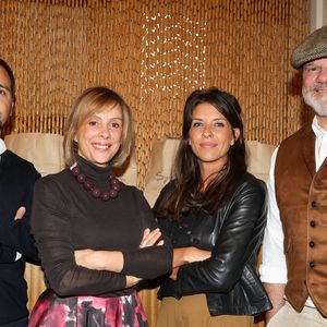 Exclusif - Stephen Mazoyer, Rachel Cann, le chef Philippe Etchebestet et sa femme Dominique - Le chef Philippe Etchebest ouvre son restaurant éphémère "Signature" du 9 au 30 octobre au 25 rue Sedaine à Paris dans le 11ème arrondissement le 8 octobre 2025. © Jean-Marc Lhomer/Bestimage