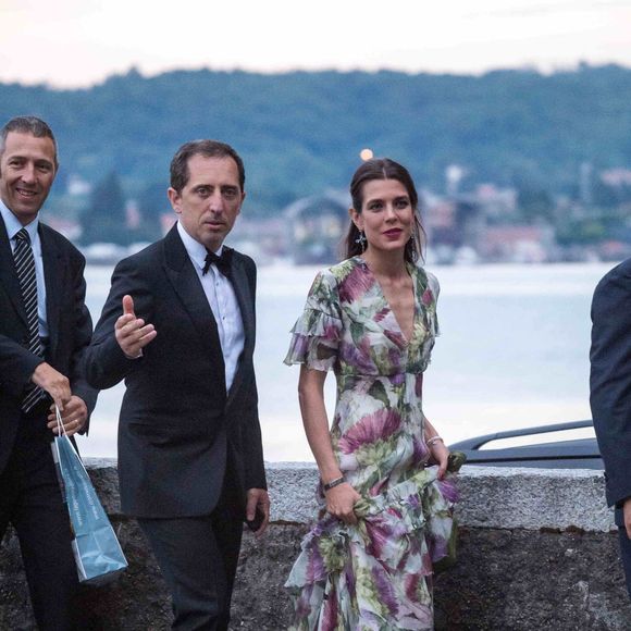 Charlotte Casiraghi et Gad Elmaleh - Arrivées pour la soirée de mariage de Pierre Casiraghi et Beatrice Borromeo au château Rocca Angera (château appartenant à la famille Borromeo) à Angera sur les Iles Borromées, sur le Lac Majeur, le 1er août 2015.
©SGP / BESTIMAGE