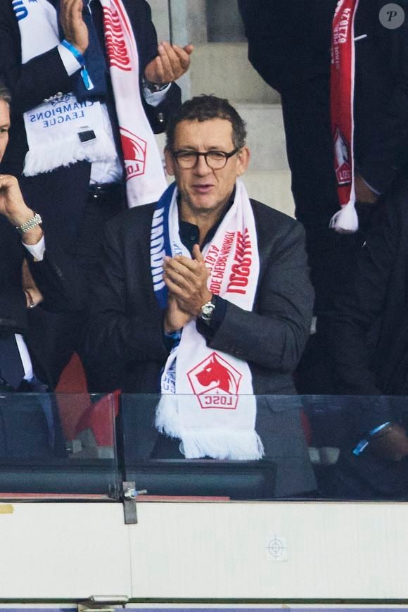 Dany Boon en tribune lors du match de football en ligue des champions (Champions League) au stade Décathlon Aréna Stade Pierre Mauroy : Lille l'emporte 1 - 0 face au Real Madrid le 2 octobre 2024.