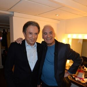 Michel Drucker et Michel Fugain lors de l'enregistrement de Vivement Dimanche à Paris, France, le 25 février 2015. Photo by Max Colin/ABACAPRESS.COM
