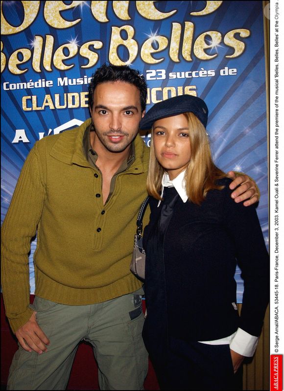© Serge Arnal/ABACA. 53445-18. Paris-France, le 3 décembre 2003. Kamel Ouali et Severine Ferrer assistent à la première de la comédie musicale 'Belles, Belles, Belles' à l'Olympia.