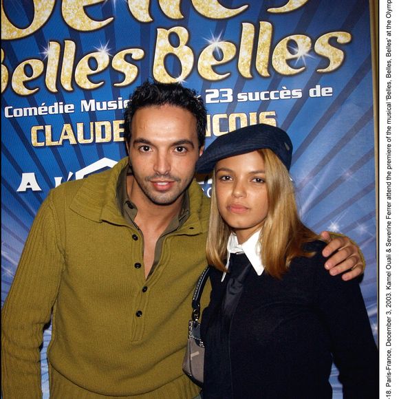 © Serge Arnal/ABACA. 53445-18. Paris-France, le 3 décembre 2003. Kamel Ouali et Severine Ferrer assistent à la première de la comédie musicale 'Belles, Belles, Belles' à l'Olympia.