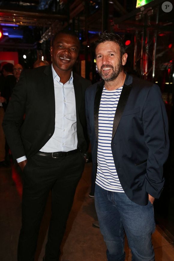 Marcel Desailly et Vincent Candela participant à la soirée France 98 Coca Cola Party au Georges à Paris, France, le 20 mars 2018. Photo by Jerome Domine/ABACAPRESS.COM