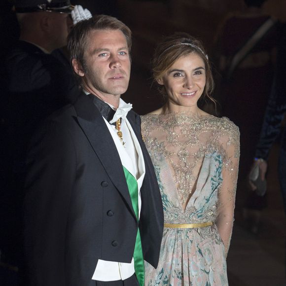 Le Prince Emmanuel Philibert de Savoie et son épouse Clotilde Courau assistent au dîner de gala pour le mariage du Prince Guillaume de Luxembourg et de Stéphanie de Lannoy au Palais Grand-ducal à Luxembourg le 19 octobre 2012. Photo par Olivier Polet/ABACAPRESS.COM