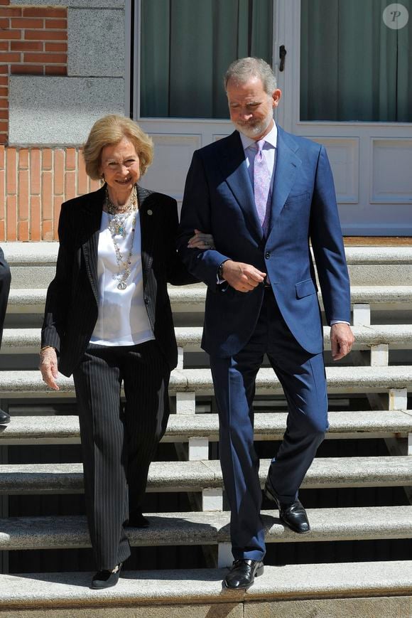 Celle qui accompagnait le roi n'était autre que la reine Sofia, sa mère

Le roi Felipe et la reine Sofia lors de l'audience avec le comité exécutif de la Fédération espagnole des banques alimentaires au palais de La Zarzuela, le 18 juillet 2025, à Madrid (Espagne). Ángel Díaz Briñas/Euopa Press/ABACAPRESS.COM
