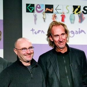 Les membres du groupe Genesis, Tony Banks, Phil Collins et Mike Rutherford annoncent les dates de leur tournée nord-américaine 'Turn It On Again'. La première tournée nord-américaine de Genesis depuis 15 ans a été annoncée lors d'une conférence de presse au Providence le 07 mars 2007 à New York City, NY, USA. Photo Gerald Holubowicz/ABACAPRESS.COM