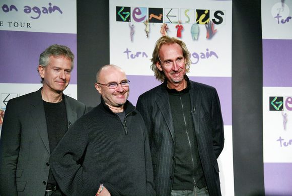 Les membres du groupe Genesis, Tony Banks, Phil Collins et Mike Rutherford annoncent les dates de leur tournée nord-américaine 'Turn It On Again'. La première tournée nord-américaine de Genesis depuis 15 ans a été annoncée lors d'une conférence de presse au Providence le 07 mars 2007 à New York City, NY, USA. Photo Gerald Holubowicz/ABACAPRESS.COM