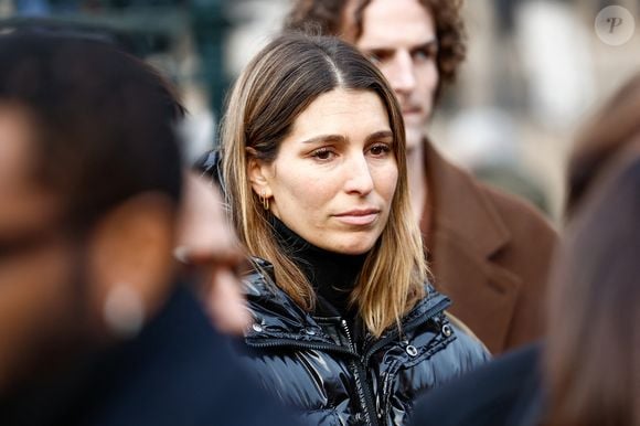 Laury Thilleman - Sorties de la cérémonie religieuse en hommage à Rolland Courbis en l'église de la Madeleine à Paris, France, le 14 janvier 2026. © Jacovides-Moreau/Bestimage