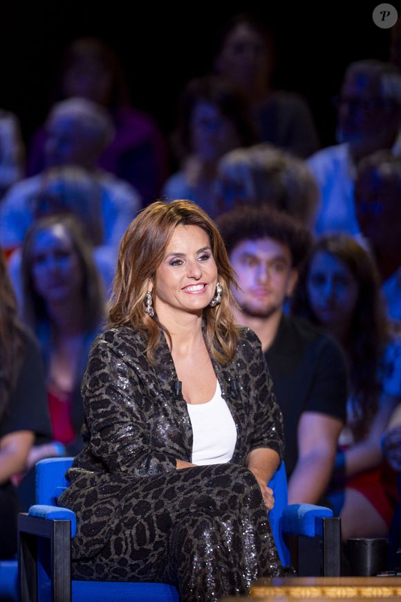Exclusif - Faustine Bollaert lors de l'enregistrement de l'émission "La Boîte à secrets", présentée par F.Bollaert et diffusée le 26 septembre 2025 sur France 3, dans les studios du Lendit à Saint-Denis, Seine Saint-Denis, France, le 8 septembre 2025. Pierre Perusseau/Bestimage