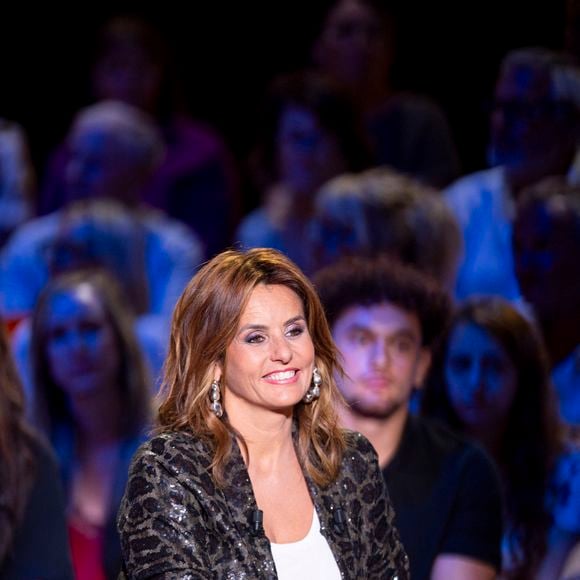 Exclusif - Faustine Bollaert lors de l'enregistrement de l'émission "La Boîte à secrets", présentée par F.Bollaert et diffusée le 26 septembre 2025 sur France 3, dans les studios du Lendit à Saint-Denis, Seine Saint-Denis, France, le 8 septembre 2025. Pierre Perusseau/Bestimage