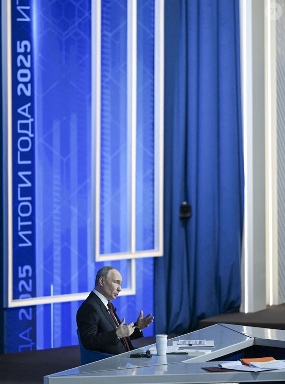 Le président russe Vladimir Poutine s'exprime lors de sa conférence de presse annuelle de fin d'année à Moscou, Russie, le 19 décembre 2025. Photo by Hao Jianwei Xinhua/ABACAPRESS.COM