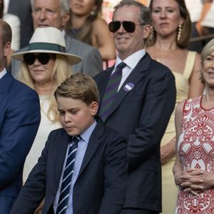 Le prince William, La princess Kate, le prince George et la princess Charlotte assistent à finale homme du tournoi de tennis de Wimbledon le 13 juillet 2025. GOFF INF / BESTIMAGE