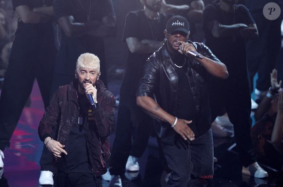 Eminem se produit sur scène lors des MTV Video Music Awards 2024 "VMA's" à l'UBS Arena à Elmont, NY, USA le mercredi 11 septembre 2024. Photo par John Angelillo/UPI/ABACAPRESS.COM