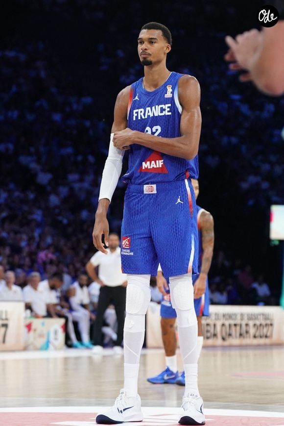 Victor Wembanyama Equipe de France France Slovénie Basket Première journée de la deuxième phase des éliminatoires de la Coupe du Monde FIBA 2027. Paris, le 27 août 2026. © Hervé Bellanger / PsnewZ / Bestimage
