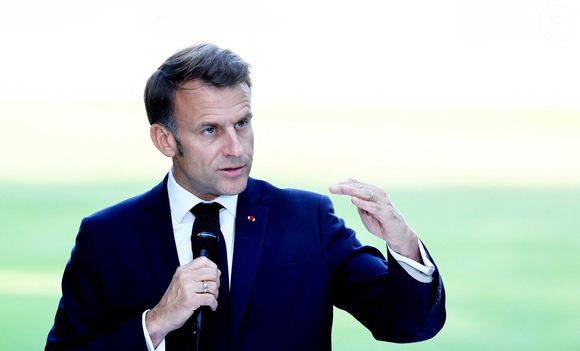 Emmanuel Macron - Réception de la France Music Week au Palais de l'Elysée dans le cadre de la Fête de la Musique à Paris le 20 Juin 2025. © Dominique Jacovides/Bestimage