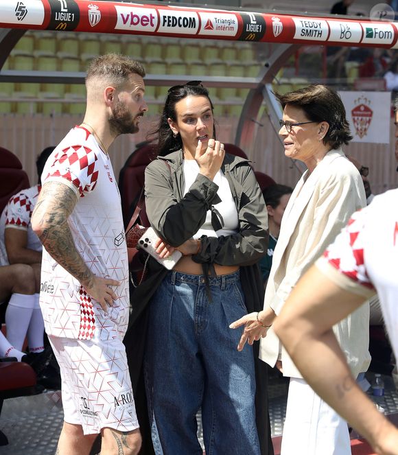 Matt Pokora (M. Pokora), Pauline Ducruet et la princesse Stéphanie de Monaco lors du match de football Racing Stars Football Cup opposant Les pilotes Nazionale Piloti contre les Barbagiuans au stade Louis II à Monaco, le 21 mai 2025. © Jean-François Ottonello/Nice Matin/Bestimage