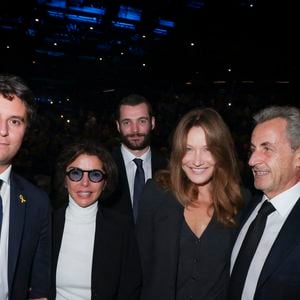 Impossible pour le fils de Nicolas Sarkozy d'échapper aux critiques
Exclusif - Gabriel Attal, Louis Sarkozy, Rachida Dati, Carla Bruni-Sarkozy, Nicolas Sarkozy lors d'une cérémonie organisée par le Conseil des institutions juives de France (CRIF) en hommage aux victimes des attentats du Hamas du 7 octobre 2023 contre Israël, à l'occasion du premier anniversaire de l'événement, à Paris, le 7 octobre 2024. © Jack Tribeca / Bestimage