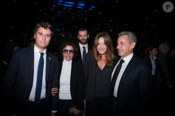 Impossible pour le fils de Nicolas Sarkozy d'échapper aux critiques
Exclusif - Gabriel Attal, Louis Sarkozy, Rachida Dati, Carla Bruni-Sarkozy, Nicolas Sarkozy lors d'une cérémonie organisée par le Conseil des institutions juives de France (CRIF) en hommage aux victimes des attentats du Hamas du 7 octobre 2023 contre Israël, à l'occasion du premier anniversaire de l'événement, à Paris, le 7 octobre 2024. © Jack Tribeca / Bestimage