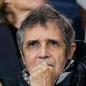 Julien Clerc - People dans les tribunes lors du match de ligue des champions entre le PSG et l'AC Milan au Parc des Princes à Paris le 25 octobre 2023. Cyril Moreau/Bestimage