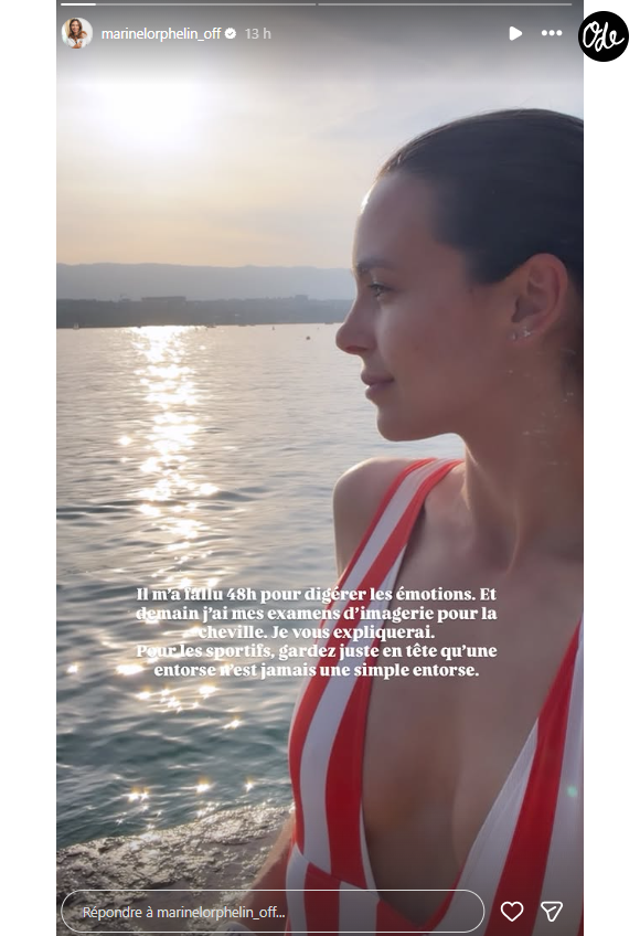 "Il y avait 50% de chances qu’elle pète de nouveau. Je ne vous l’avais pas dit, mais le chirurgien l’avait prédit", révèle-t-elle aujourd'hui. Une lésion profonde qu'elle a tenu à ériger en message de prévention : "Une entorse n'est jamais une simple entorse".

Marine Lorphelin sur Instagram